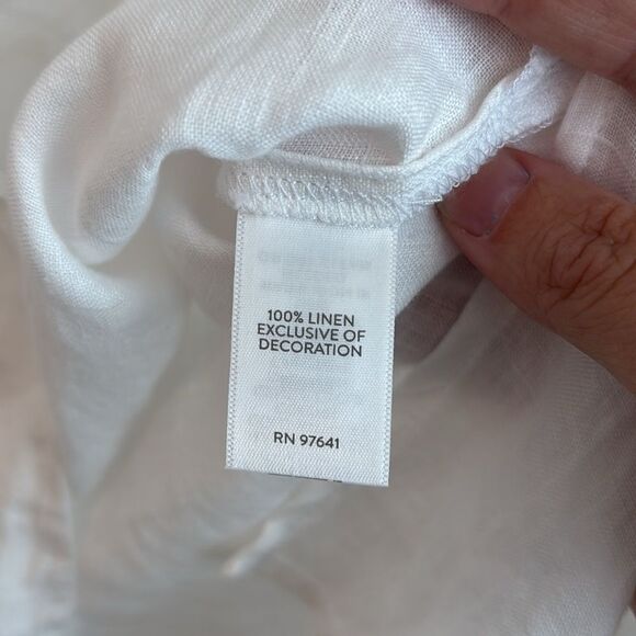 J. Jill love linen women 100% linen Embroidered White and Blue Women's Top tunic - Picture 9 of 11